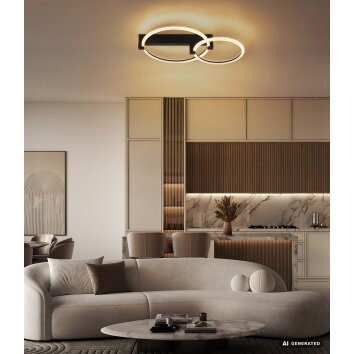 Globo Fletcher plafón LED 3000 Kelvin 2550 Lumen 24 Watt, lámpara de techo doble aro