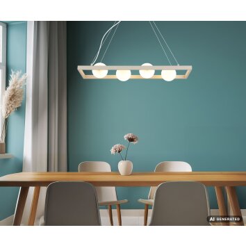 NOWA Nanda lámpara colgante rectangular para comedor y salón 4 luces G9 84 cm moderna