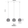 Globo Andre lámpara colgante esférica de 3 luces, largo 90 cm, para comedor y cocina