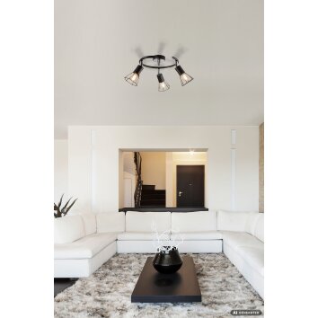 NOWA Toni plafón de techo redondo de 3 luces E14 40 W moderno con pantallas en jaula