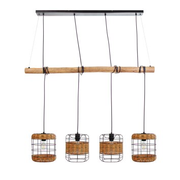 NOWA Jaro lámpara colgante moderna de comedor 4 luces E27 117 cm de viga de madera