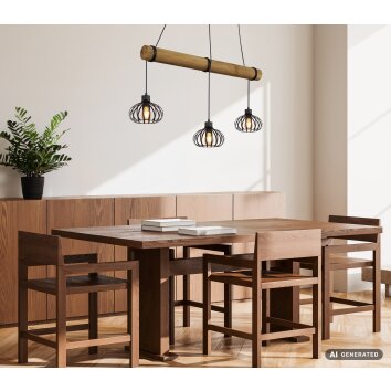 Globo Caldwell lámpara colgante de barra industrial de 3 luces para mesa de comedor