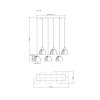 Globo Swanson lámpara colgante de techo lineal moderna múltiple 6 luces 105 cm