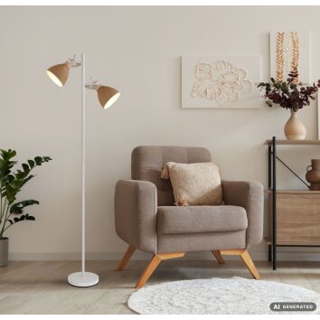 Globo Lyndon lámpara de pie alargada moderna de 2 luces E14 para salón y comedor
