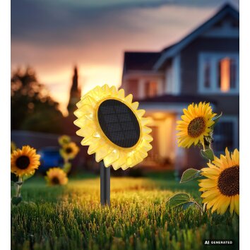 Globo ILIOS lámpara solar girasol LED poste de jardín moderna para exterior 8 luces