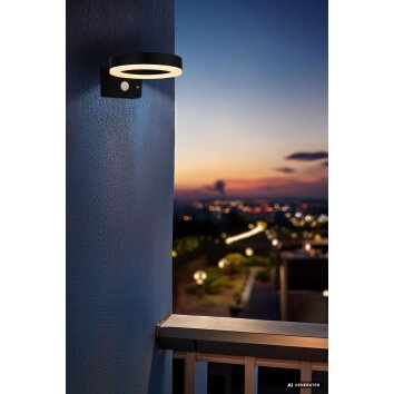 Globo SOLCOR aplique solar de pared LED con sensor de movimiento para exterior