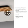 Just Light, plafón lineal GERDA con panel de listones de madera y globos ahumados