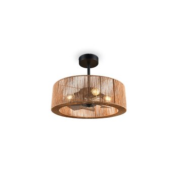 Reality Ventilador de techo Smillum con luz, pantalla trenzada cruda y mando a distancia
