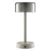 Brilliant lámpara de mesa LED Razor, pantalla cilíndrica beige, luz cálida 2700 Kelvin, IP44