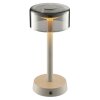 Brilliant lámpara de mesa LED Razor, pantalla cilíndrica beige, luz cálida 2700 Kelvin, IP44