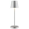 Brilliant Lámpara de mesa Elora, pantalla cónica plateada, LED cálida de 2700 Kelvin