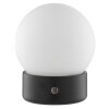 Brilliant Lámpara de mesa Dori, esfera blanca de vidrio, LED 2700 Kelvin cálida, IP44