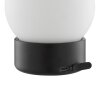 Brilliant Lámpara de mesa Dori, esfera blanca de vidrio, LED 2700 Kelvin cálida, IP44