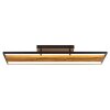 Brilliant Plafón rectangular LED Thunder con panel de madera oscura, luz cálida a 3000 Kelvin