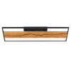 Brilliant Plafón rectangular LED Thunder con panel de madera oscura, luz cálida a 3000 Kelvin
