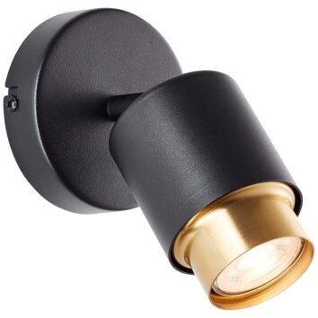 Brilliant foco de pared cilíndrico Covelo, moderno y orientable, con aro frontal dorado