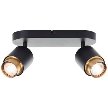 Brilliant foco de techo Covelo, cabezales giratorios, aros dorados, luz cálida 3000 Kelvin