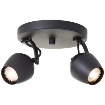 Brilliant Foco de techo Vertino con 2 cabezales orientables negros, 3000 Kelvin blanco cálido