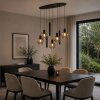Brilliant lámpara colgante Ligari, 5 globos de vidrio ahumado y cilindros decorativos