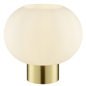 Brilliant lámpara de mesa Fanny con pantalla de vidrio blanca y con forma de seta
