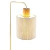 Brilliant Leuchten Lámpara de mesa Arlo con brazo curvo y pantalla beige cilíndrica
