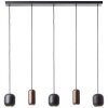 Brilliant lámpara colgante lineal Jane para islas de cocina, 5 pantallas cilíndricas marrones