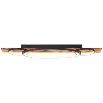 Brilliant Leuchten plafón alargado LED Pirus con memoria y base de madera oscura