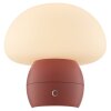 Brilliant lámpara de mesa Dupos con forma de seta, base roja, LED cálida de 2700 Kelvin