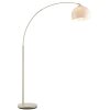 Brilliant lámpara de arco Vessa, estructura beige y pantalla blanca, foco orientable