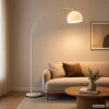 Brilliant lámpara de arco Vessa, estructura beige y pantalla blanca, foco orientable