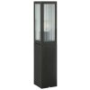 Brilliant Baliza de exterior Getta con cabezal rectangular moderno de vidrio estriado