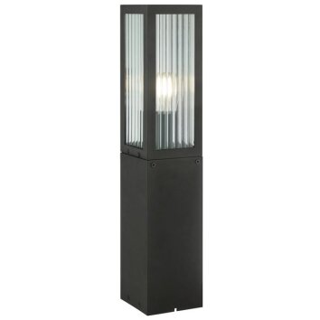 Brilliant Baliza de exterior Getta con cabezal rectangular moderno de vidrio estriado