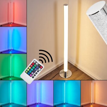 Flaut Lámpara de Pie LED Cromo, 1 luz, Mando a distancia, Cambia de color