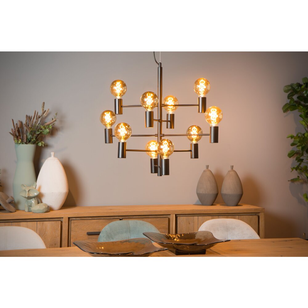 Lámpara Colgante Lucide LEANNE Negro, 10 luces main product photo