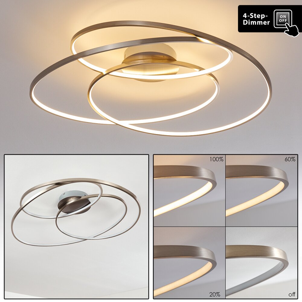 Chute Lámpara de Techo LED Níquel-mate, 1 luz main product photo