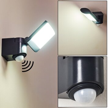 Aplique para exterior Larvik LED Antracita, 1 luz, Sensor de movimiento