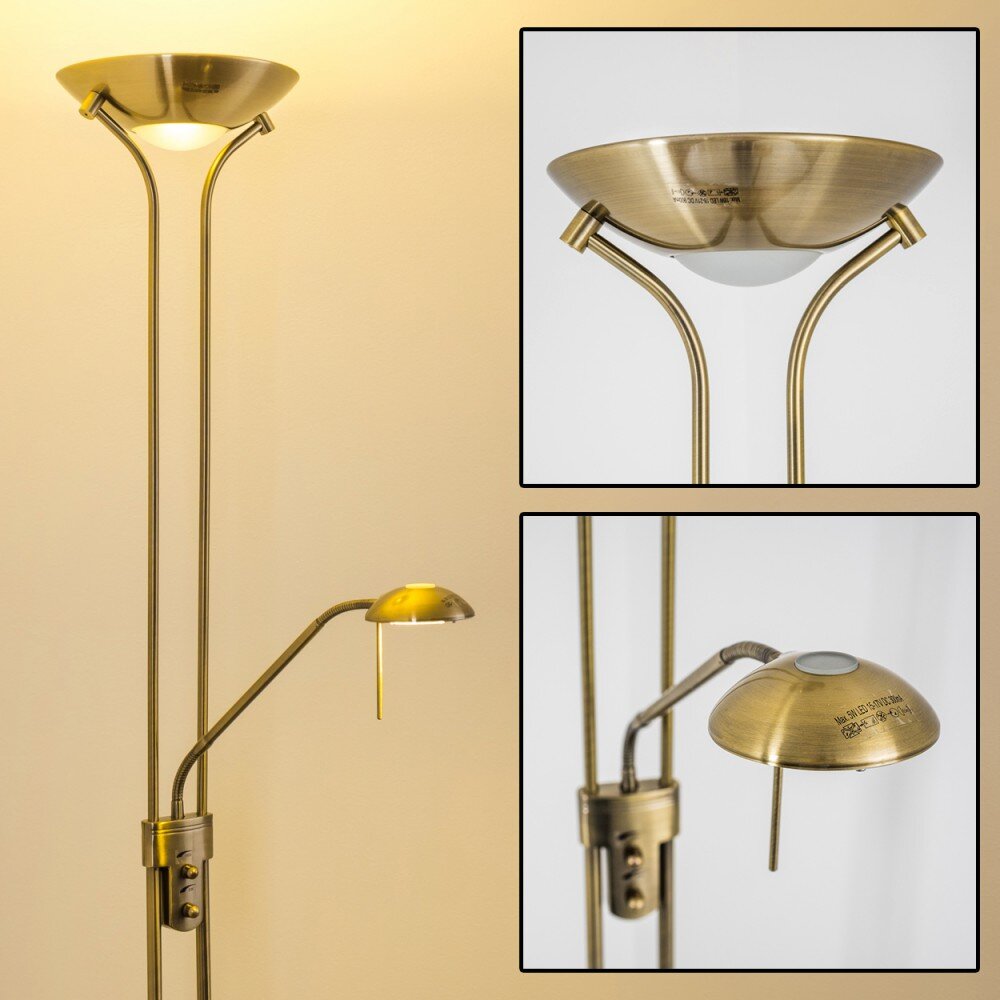 Rom Lámpara de pie LED Latón antiguo, 2 luces main product photo