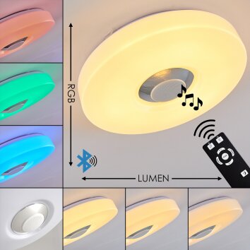 Athlone Lámpara de Techo LED Blanca, 2 luces, Mando a distancia, Cambia de color
