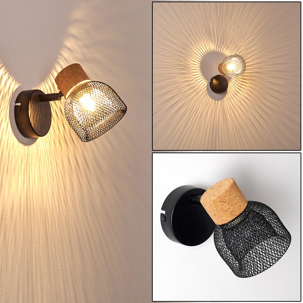 Aplique Grongroft Madera clara, Negro, 1 luz main product photo