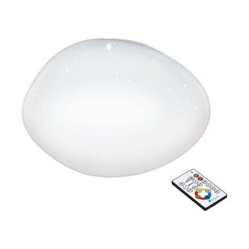 Eglo SILERAS Lámpara de Techo LED Blanca, 1 luz, Mando a distancia