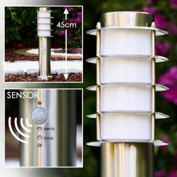 Tunes Poste de jardin Acero inoxidable, 1 luz, Sensor de movimiento