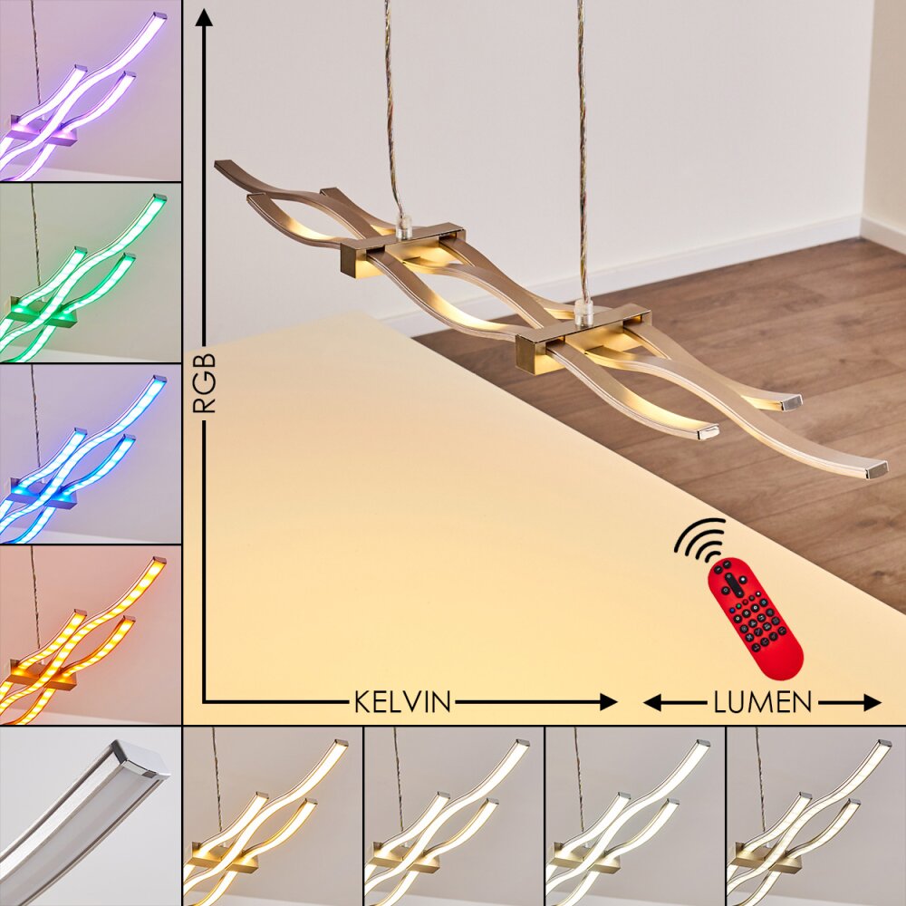 Gamsen Lámpara Colgante LED Acero bruñido, 3 luces, Mando a distancia, Cambia de color main product photo