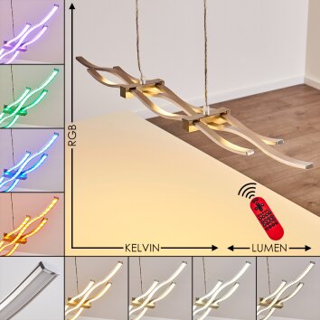 Gamsen Lámpara Colgante LED Acero bruñido, 3 luces, Mando a distancia, Cambia de color