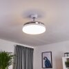 Bendigo Ventilador de techo LED Cromo, Transparente, claro, Blanca, 1 luz