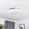 Bendigo Ventilador de techo LED Cromo, Transparente, claro, Blanca, 1 luz