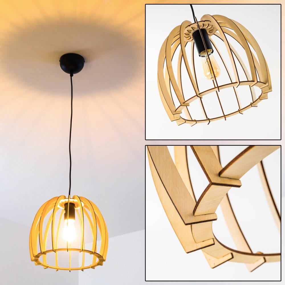 Lámpara Colgante Wutt Madera clara, Negro, 1 luz main product photo