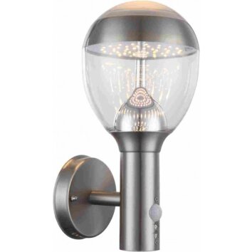 Globo CALLISTO Lámpara para exterior LED Acero inoxidable, 1 luz, Sensor de movimiento