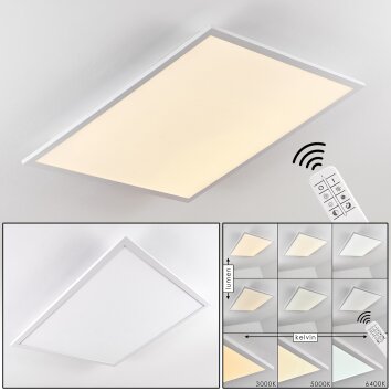 Salmi Lámpara de Techo LED Aluminio, Blanca, 1 luz, Mando a distancia