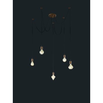 Trio-Leuchten Cord Lámpara Colgante Cobre, 5 luces