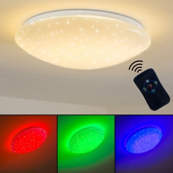 FOXES Lámpara de Techo LED Blanca, 1 luz, Mando a distancia, Cambia de color